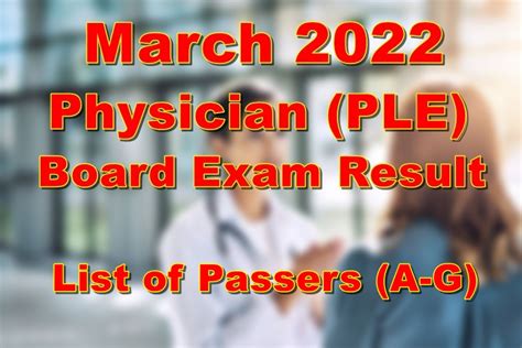 physician licensure exam 2022|PLE RESULT: March 2022 Physician board exam list of passers.